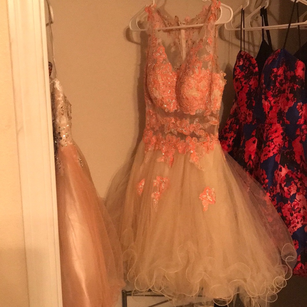 homecoming/prom dress coral nude and pink color xs
